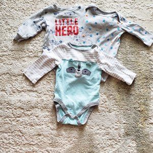 3/$25 Long Sleeve Onesie Baby Boy Bundle 0-3M